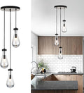 3-Light Raindrop Pendant Light Fixtures, Black Glass Pendant Lighting, Teardrops Modern Hanging Light for Entryway Foyer Kitchen Island Dining Living Room Hallway-Ruum Studio Home