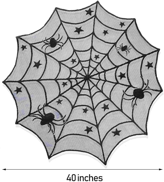 Lulu Home Halloween Table Cover, Round Black Spider Web Halloween Table Toppers for Festival Party Decoration-Ruum Studio Home