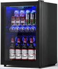 2.5 Cu.Ft Wine Fridge, Mini Fridge With Glass Door, Wine Cooler Refrigerator, Beverage Drink Beer Cooler, Adjustable Shelves & Digital Temperature Display, 22 Bottle 95 Can-Ruum Studio Home