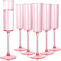 Ciaell 24 Pack Pink Plastic Champagne Flutes - Pink 6 Oz Disposable Champagne Glasses - Square Plastic Toasting Glasses for Party Birthday Anniversary Wedding-Ruum Studio Home