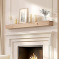 60x8x3 Fireplace Mantel - Handcrafted Hollow Rustic Solid Wood Wall Mounted Floating Shelf - DIY Color - with Invisible Heavy Duty Wood Bracket-Ruum Studio Home
