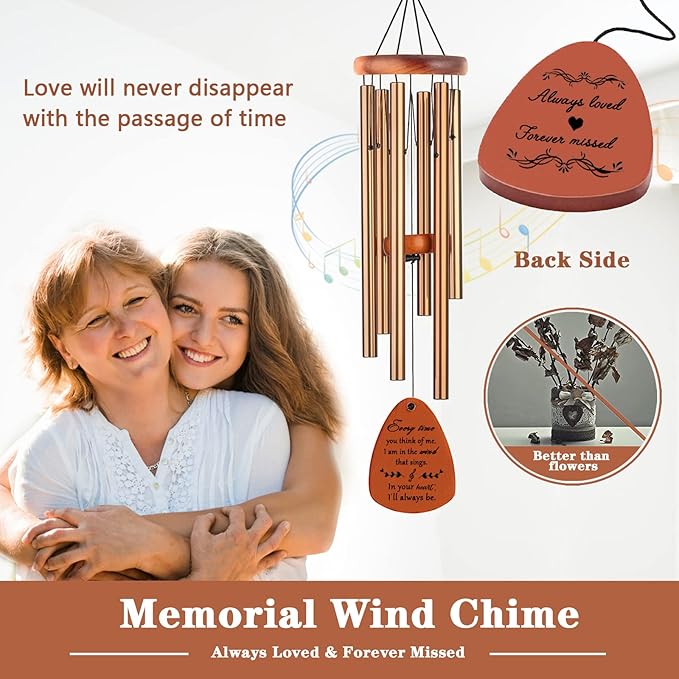 Memorial Gifts, Sympathy Wind Chimes Memorial Wind Chimes for Loss of Loved One Prime, Sympathy Gift, Bereavement/Remembrance Gifts in Memory of Loved One Mother Father, 30" Wooden-Ruum Studio Home