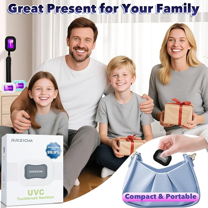Toothbrush Sanitizer Case, Portable Toothbrush Covers Rechargeable, Rechargeable Toothbrush Cleaner Holder Case for Travel Home, Detachable Toothbrush Cover Cap for All Toothbrushes (Black)-Ruum Studio Home
