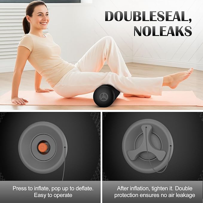 Inflatable Foam Roller for Physical Therapy, Back Pain, Muscle Massage, Deep Tissue and Leg Stretch, Back Roller with Adjustable Firmness for Travel, Exercise, Yoga, Pilates, Workout and Gym 36" x 6"-Ruum Studio Home