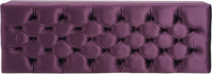 Christopher Knight Home Gloust Velvet Storage Ottoman, Upholstered Rectangular Storage Bench, Living Room Seating, Tufted BottonFoot Rest Stool for Home Office, Entryway and Bedroom, Purple-Ruum Studio Home