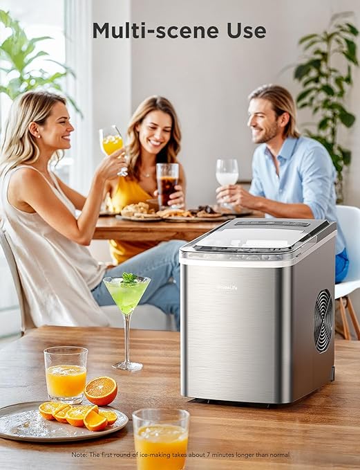 GoveeLife Smart Countertop Ice Makers, Portable Ice Maker Machine with Self-Cleaning, 6 Mins 9 Bullet Ice, 26lbs/24Hrs, Voice Remote for Home Kitchen Party Camping, with Ice Scoop Stainless Silver-Ruum Studio Home