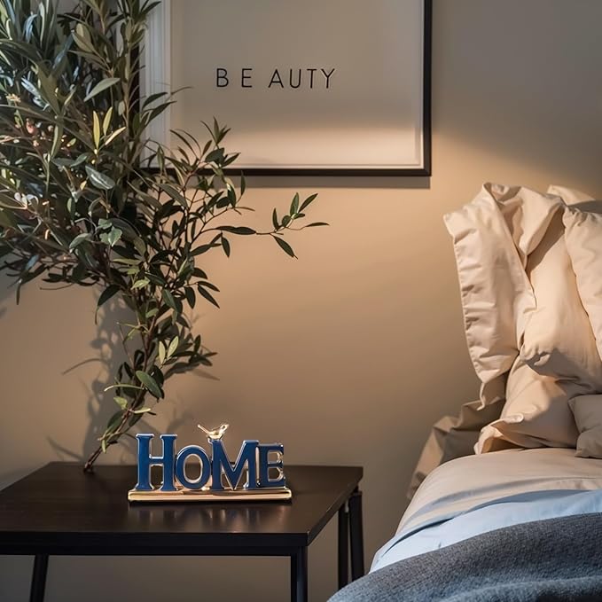 Love Sign Decoration,Blue and Gold Home Signs for Home Decor Statue,Modern Bird Sculpture Personalized Love Decor,Gold Style Figurine Decorative Ornaments for Living Room,Bedroom,Desktop-Ruum Studio Home