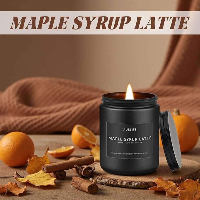 Fall Candle-Maple Syrup Latte Scented Candles for Home Decor, 7 oz Natural Soy Wax, Sweet & Cozy Autumn Candle, Aromatherapy Candles Gift for Coffee Lovers & Thanksgiving-Ruum Studio Home
