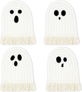 Whaline Halloween Ghost Cotton Coasters Cute White Ghost Shape Handmade Braided Drink Coasters Absorbent Cup Mats for Trick or Treat Party Home Table Decor, Set of 4-Ruum Studio Home