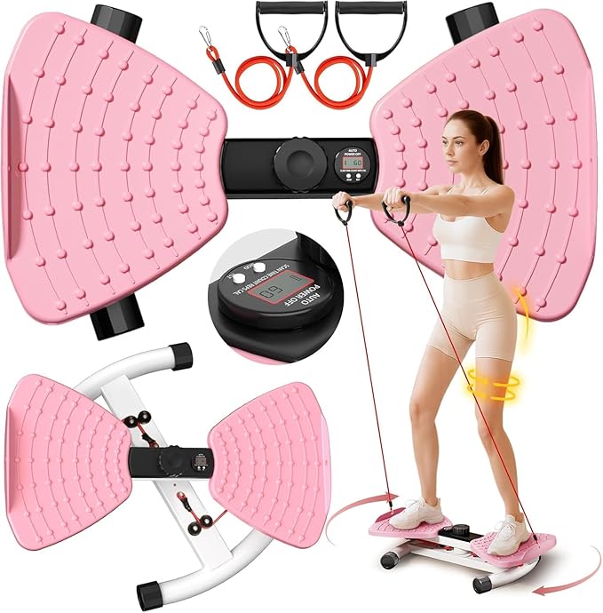 Waist Twisting Machine Fitness Tool, Ab Twister Board with the Smart LED Digital Monitor, 300LBS Capacity & 20dB Ultra-Quiet, Anti-Slip Home Gym Workout Equipment for Women Belly Fat-Ruum Studio Home