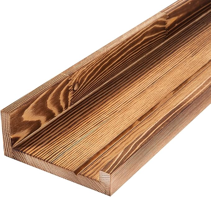 AZSKY Picture Ledge Shelf Wall Ledge Floating Shelves for Photo Frames Kids Book Shelves Wall Mounted Burnt Wall Display Shelf Wooden Frame Ledge 48 Inches Set of 3 Bathroom Organizer Shelves-Ruum Studio Home