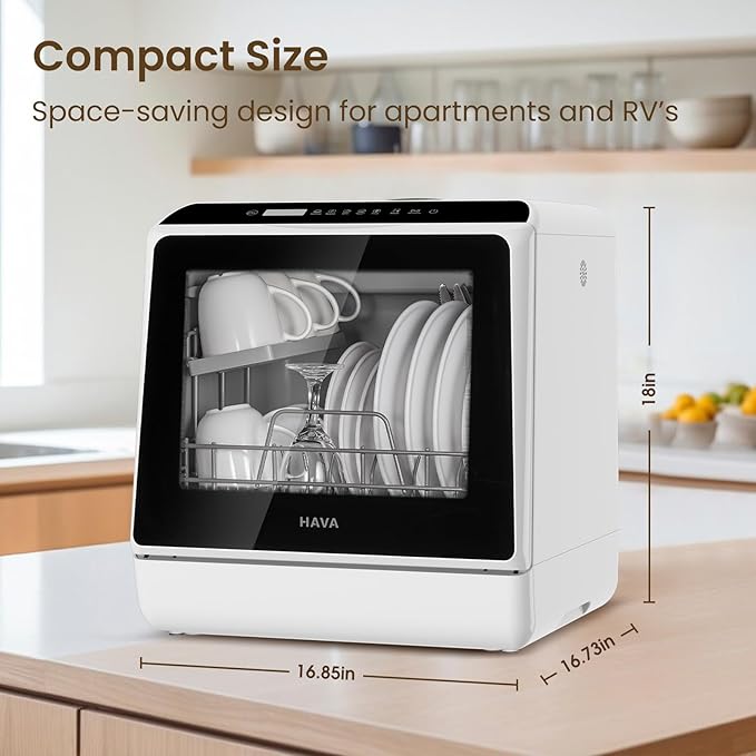 HAVA Countertop Dishwasher, 6 Programs Portable Dishwashers with 5L Built-in Water Tank, No Hookup Needed, Baby Care & Air-Drying Function for Apartments and RVs-Ruum Studio Home