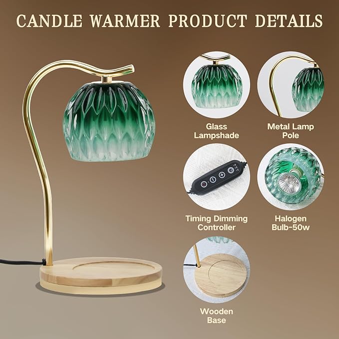 GEEZO Fragrance Candle Warmer Lamp，Electric Candle Warmer with Timer & Dimmer，Mom Christmas Birthday Gifts for Women, House Warming Gifts New Home Bedroom Decor-Ruum Studio Home