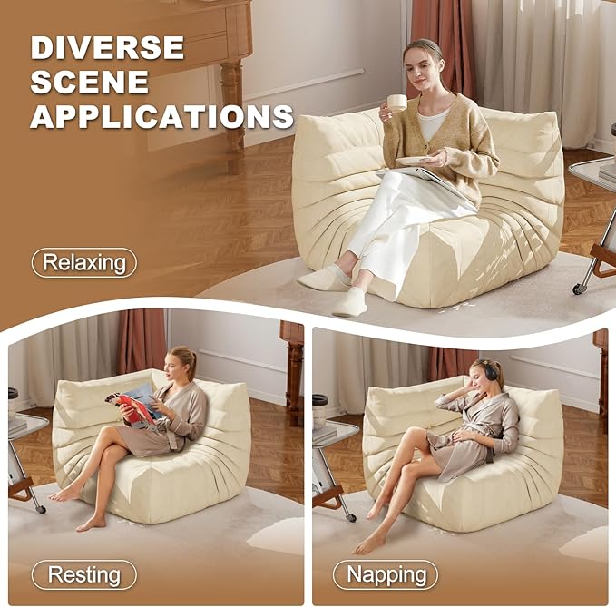 Full Foam Corner Chair – Comfortable Floor Couch for Adults, Waterproof Upholstery, Armless Fireside Lounge Chair for Living Room, Apartment, or Office (White)-Ruum Studio Home