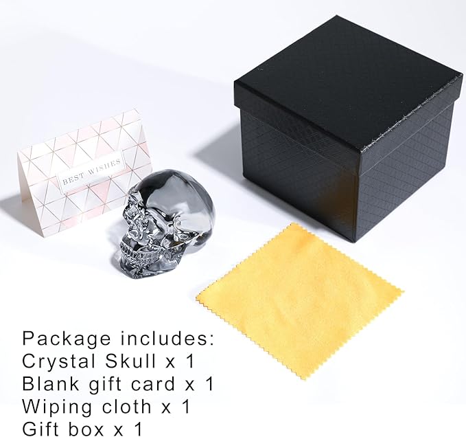 Model Statue for Home Décor Crystal Skull Decorative Figurine Gifts for Women Husbands Halloween Head Figurine Decoration Gift (Silver Skull)-Ruum Studio Home