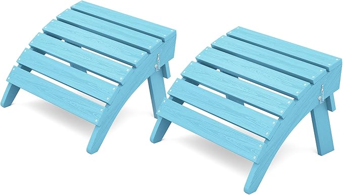 KINGYES Folding Adirondack Ottomans Set of 2 for Adirondack Chair, Light Blue-Ruum Studio Home