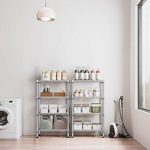 1000 lbs 4 Tier Shelf Metal Storage Shelves Wire Rack Closet Organizers for Garage Kitchen Bathroom Laundry Chrome 11.8" D x 25.6" W x 45.5" H-Ruum Studio Home