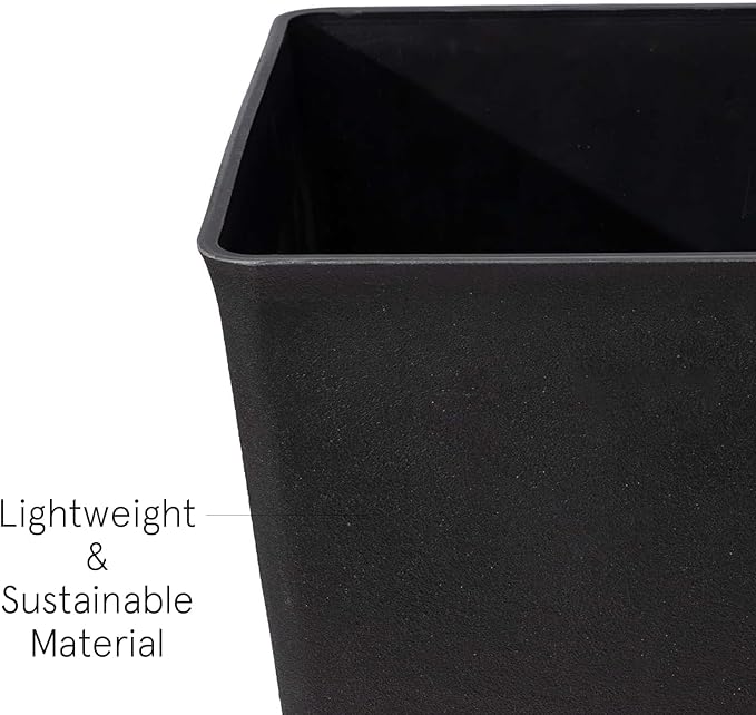 LA JOLIE MUSE 30 inch Tall Black Planters Set of 2, Indoor/Outdoor Rectangular Large V Shaped Taper Planters for Front Door-Ruum Studio Home