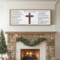 Ten Commandments Rustic Bible Verse Framed Wall Art 40" x 15" Natural Religious Christian Slogan Representing God Jesus Christ Prayer Vintage Holy Inspirational Catholic Scripture Decor-Ruum Studio Home