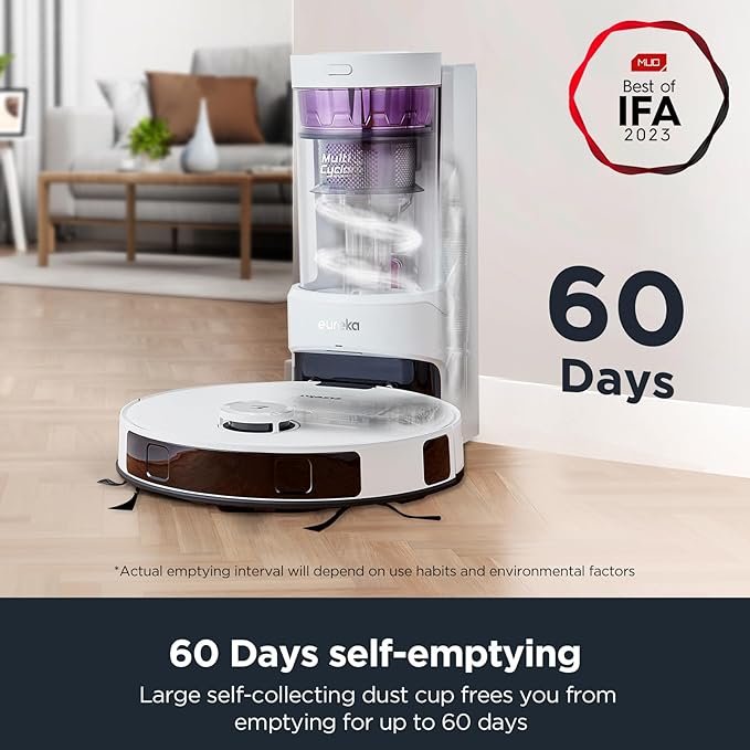 Eureka Robot Vacuum with Bagless Self Emptying Station, 2 in 1 Robotic Vacuum and Mop Combo, 60-Day Capacity, 4000Pa Suction, Auto Lifting Mop, LiDAR Navigation,NER E10s-Ruum Studio Home