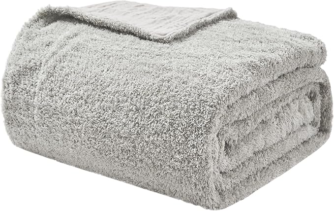 EMME Muslin and Fleece Queen Blanket Reversible - 80"*90" Grey Soft Warm Throw Blankets for Couch Bed Picnic Travel Bed-Ruum Studio Home