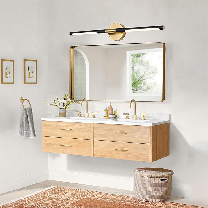 BONLICHT Bathroom Light Fixtures Over Mirror 24 Inch, 12W 350°Rotatable Dimmable 2700-5500K LED Wall Vanity Light Bar Black and Brushed Brass Modern Bathroom Vanity Lights picture and display lighting-Ruum Studio Home
