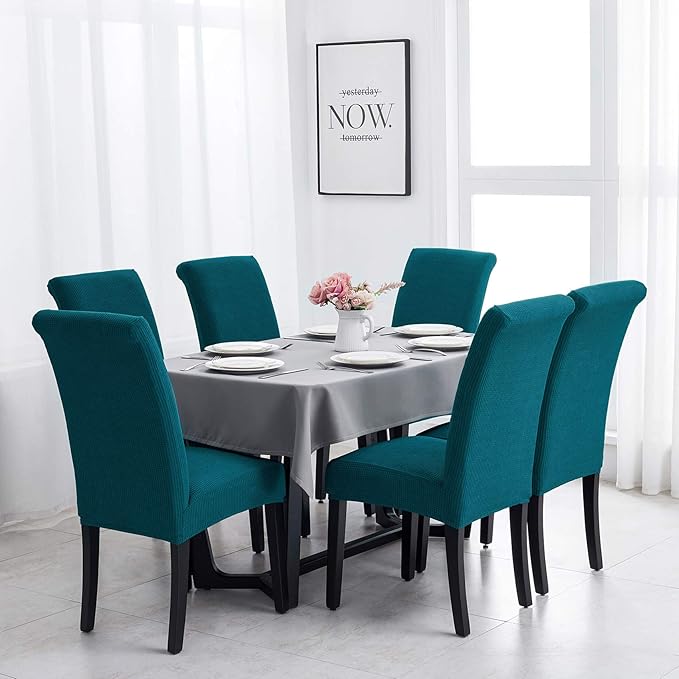Joccun Chair Covers for Dining Room Set of 2,Dining Chair Slipcovers Stretch Dining Room Chair Covers Seat Protector,Washable Parsons Chair Cover for Home,Banquet(Peacock Blue,2 Pack)-Ruum Studio Home