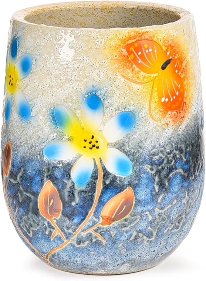 Sungmor 10.6 Inch Ceramic Succulent Plant Pot with Drainage Hole, Hand Painted Flower Pots for Plants, Unique Texture Decorative Planter for Indoor and Outdoor, Pottery Vase for Home Office Decor-Ruum Studio Home