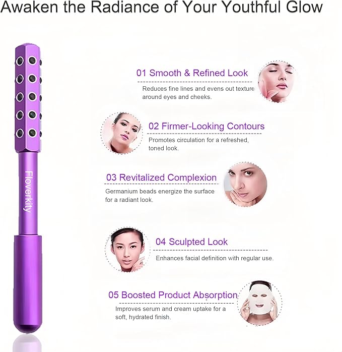 Beauty Sculptor Roller – 30 Germanium Massage Nodes for Facial Massager & Glow | Compact Beauty Tool for Lifting and Skin Care,Facial Roller (Purple, 1 PCS)-Ruum Studio Home