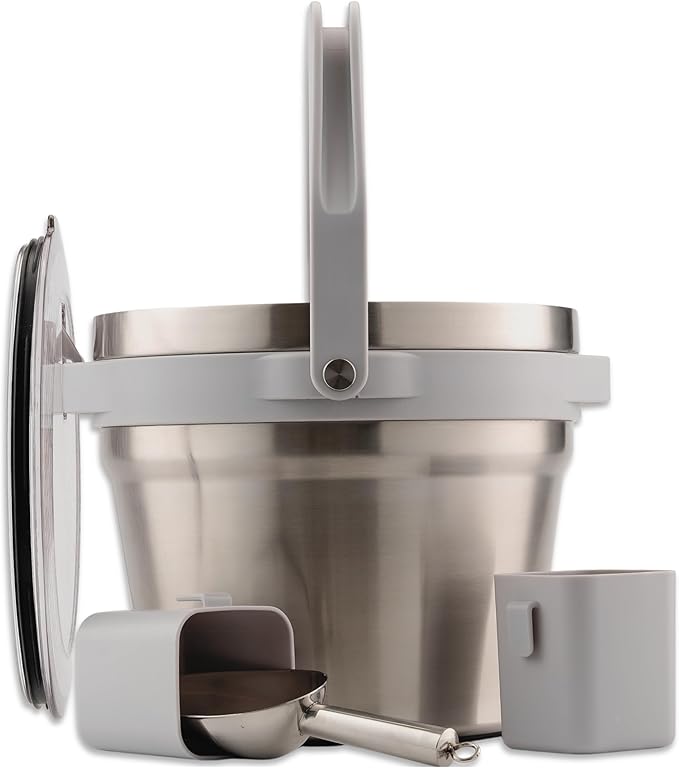 Large Insulated Ice Bucket with Lid – Stainless Steel Ice Bucket and Scoop – Ice Buckets for Parties, Bars – Ice Bucket with Lid and Scoop – Outdoor Ice Bucket, Cocktail Use (Natural Stainless)-Ruum Studio Home