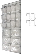 Extra Large Hanging Crystal Clear Over Door Shoe Organizer, Closet Shoe Rack with 12+6 Pockets, 8 Hooks, Grey (59"x 21.6")-Ruum Studio Home