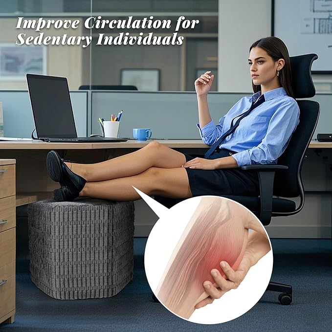 Hexagon Pouf Ottoman Stuffed with 2 Pockets & Handle, Comfort Corduroy Poufs, Non-Slip Foot Stool Storage Ottoman, Foam Floor Poufs Foot Rest for Couch, Bedroom (Gray)-Ruum Studio Home