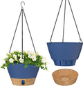 ZMTECH 8 Inch Hanging Planters for Indoor Plants, Hanging Baskets for Plants Outdoor with Visible Water Level, Hanging Flower Pots with Drainage Holes & Removable Tray(2 Pack, Blue)-Ruum Studio Home