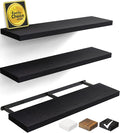 BAYKA Floating Shelves for Wall, 36 inches Long Wall Mounted Rustic Wood Shelves for Bathroom, Bedroom, Living Room, for Books/Storage/Decor with 30lbs Capacity（Black,Set of 3-Ruum Studio Home