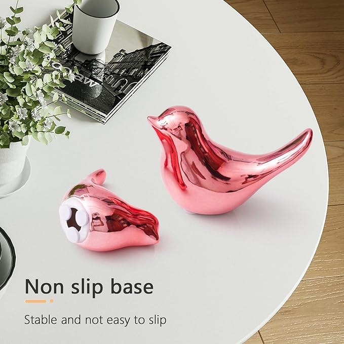 Notakia Small Birds Statues Pink Home Decor Modern Style Decorative Ornaments for Living Room, Bedroom, Office Desktop, Cabinets (2Pcs Pink Birds)-Ruum Studio Home