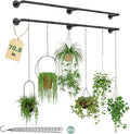 Plant Hanger Indoor with 12 Hanging Chains Hanging Planters for Indoor Plants Hanging Plant Holder Window Plant Rod Black Metal Shelves 70.8 Inch 2PCS Pot not Included-Ruum Studio Home