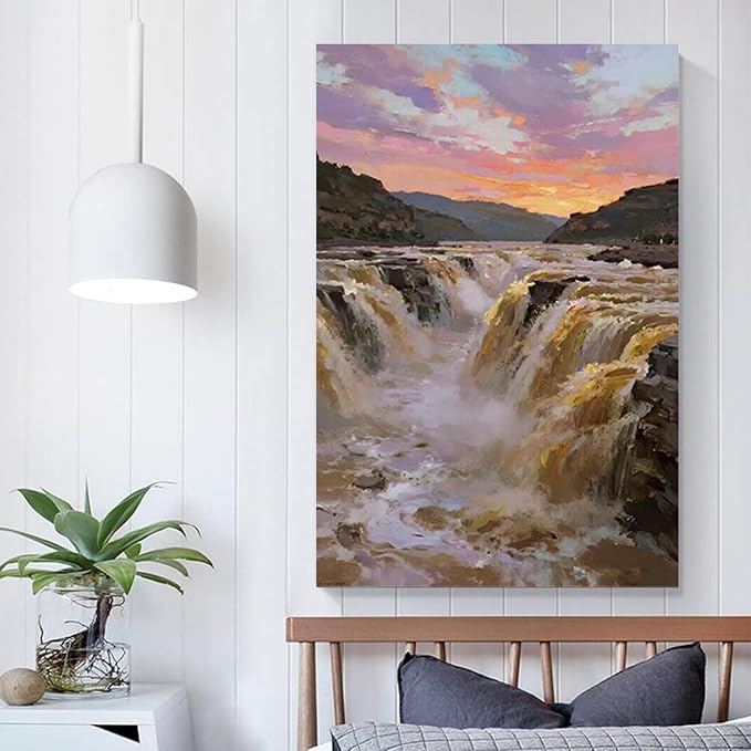 The surging waterfall scenery in the canyon is suitable for posting in the living room bedroom and office landscape posters-Ruum Studio Home