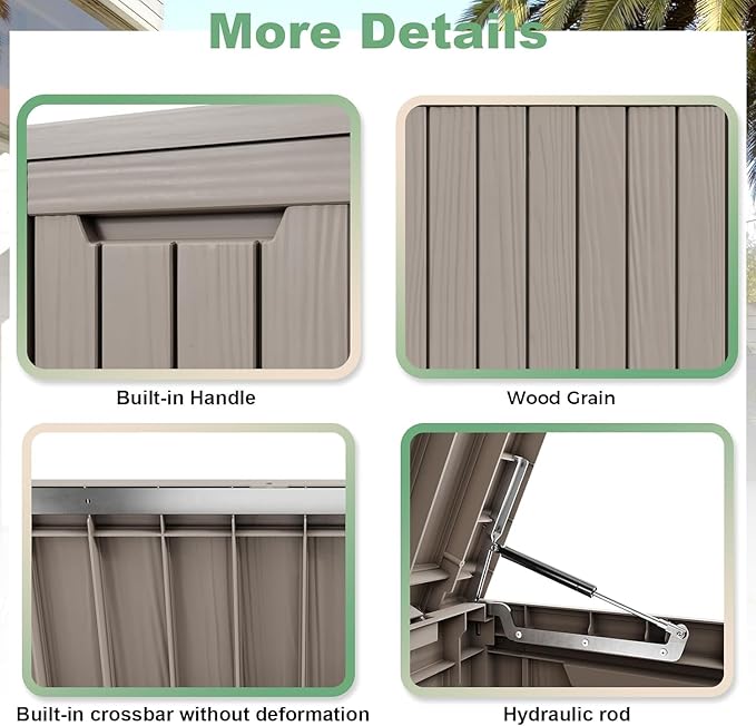 81 Gallon Outdoor Storage Box Waterproof, UV Resistant Resin Deck Box with Hydraulic Rod, Lockable Design and Enhanced Durability for Patio, Garden, and Poolside Use-Ruum Studio Home
