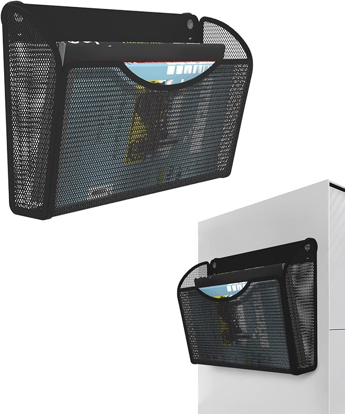 1-Tier Magnetic File Holder - No Drilling Installation File Organizer, Large Capacity Magnetic File Holder for Refrigerator, File Cabinets, Whiteboard, Office, Kitchen-Ruum Studio Home