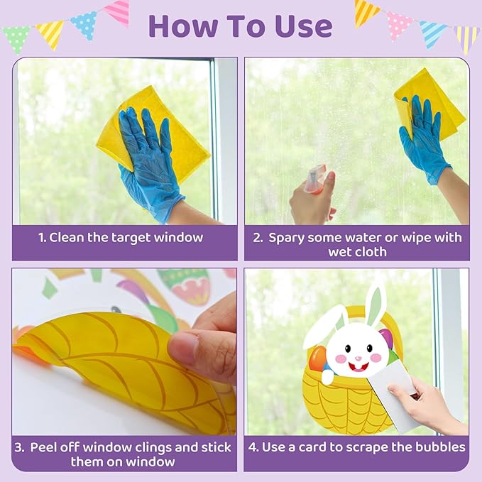 DC-BEAUTIFUL 184 PCS Easter Window Clings, 9 Sheets Double Sided Bunny Egg Easter Decoration Window Stickers, Reusable Static Holiday Window Decals for Home Office School Shop Spring Party Decors-Ruum Studio Home