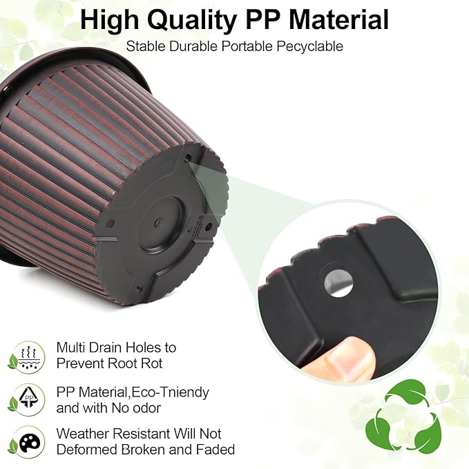 Large-Planter-Indoor-Outdoor Plant Pots, 14 inch 4 Pack Plastic Flower Pots with Saucer And Drainage Holes, Modern Garden Planters For Planting Medium Large Plants， Decorative Resin Garden Pots-Ruum Studio Home