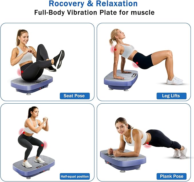 Vibration Plate Exercise Machine, Ultra-Quiet Vibration Plate for Lymphatic Drainage & Body Toning, Whole Body Vibration Platform with Bluetooth, Resistance Bands, Home Gyms Equipment-Ruum Studio Home