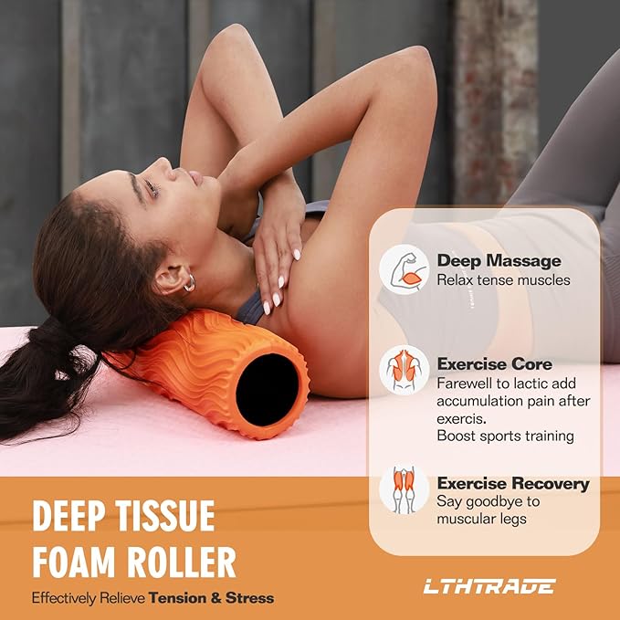 Foam Roller, Trigger Point Foam Roller Massage Roller for Physical Therapy & Back Pain, Deep Tissue Massage Roller for Exercise, Pilates, Yoga (Orange)-Ruum Studio Home
