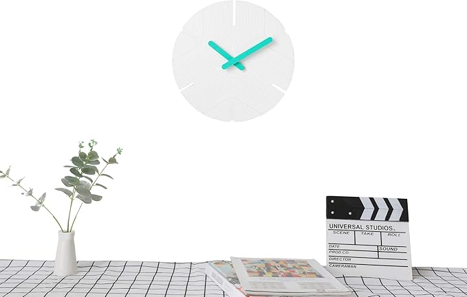 Stephanie Imports Modern Minimalist Hiding White & Teal Green Silent Wall Clock-Ruum Studio Home