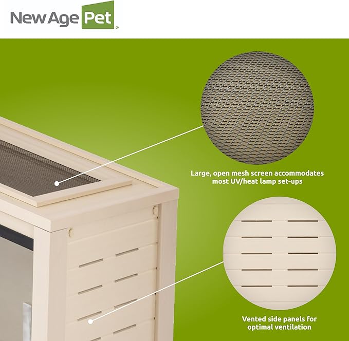 New Age Pet ECOFLEX 36" Mojave Reptile Lounge -Durable Wood Plastic Composite Habitat with Ventilation, Removable Glass Doors & Lock, Easy Assembly, for Tortoises, Snakes, Iguanas-Ruum Studio Home