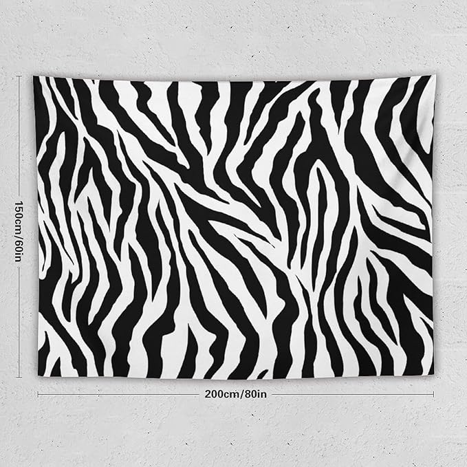 HZOHNAGO Zebra Print Tapestry Nature Wild Animals Black and White Stripe Printed Wall Tapestry Painting Wall Hanging for Bedroom Living Room Dorm 80" W x 60" H-Ruum Studio Home