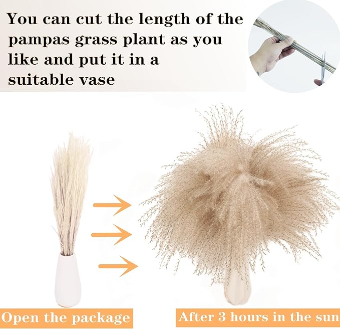 Dried Pampas Grass Decor, 120 PCS Pampas Grass with Bunny Tails Dried Flowers, Reed Grass Bouquet for Wedding, Boho Flowers, Home Table Decor, Rustic Farmhouse Party (White and Brown)-Ruum Studio Home