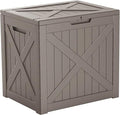 32 Gallon Deck Box Large Outdoor Storage for Patio Furniture,Outdoor Cushions,Garden Tools and Pool Supplies,Waterproof,Resin,Lockable(Grey)-Ruum Studio Home