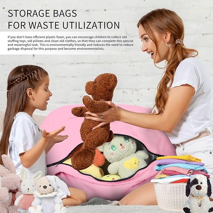 Bean Bag Chair for Adults 4FT,Soft Removable Cover for Teens/Girls Bedroom,Fluffy Giant Round Floor Beanbag Lounger Chairs (No Filler,Pink)-Ruum Studio Home