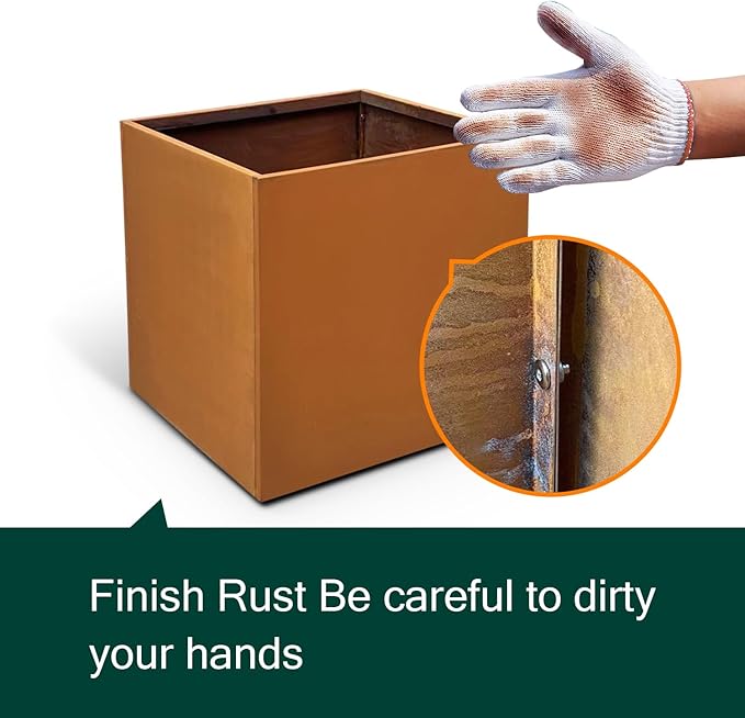 Corten Steel Planter Box Outdoor Planter Metal Square Large Steel Flower Pot Rustic Cube Patina Tall Plant 20 Inch Durable Antique for Commercial Residential Patio Deck Yard Garden-Ruum Studio Home